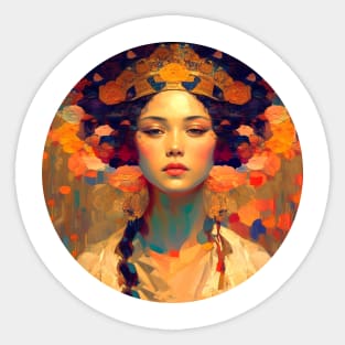 Beautiful feminine Portrait, Abstract Girl painting,  pretty woman Sticker